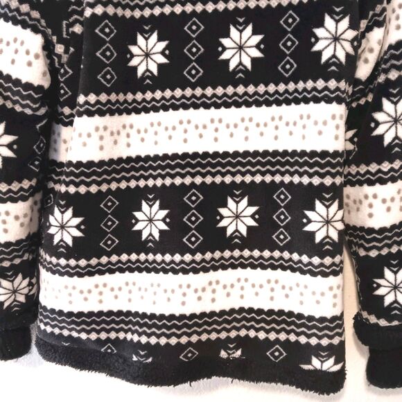 TrailCrest Sherpa Lined Full Zip Fleece Hoodie Jacket Sz S Black White Fair Isle - Picture 8 of 12